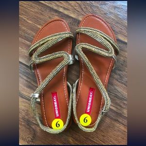 Gold Beaded Leather Sandals